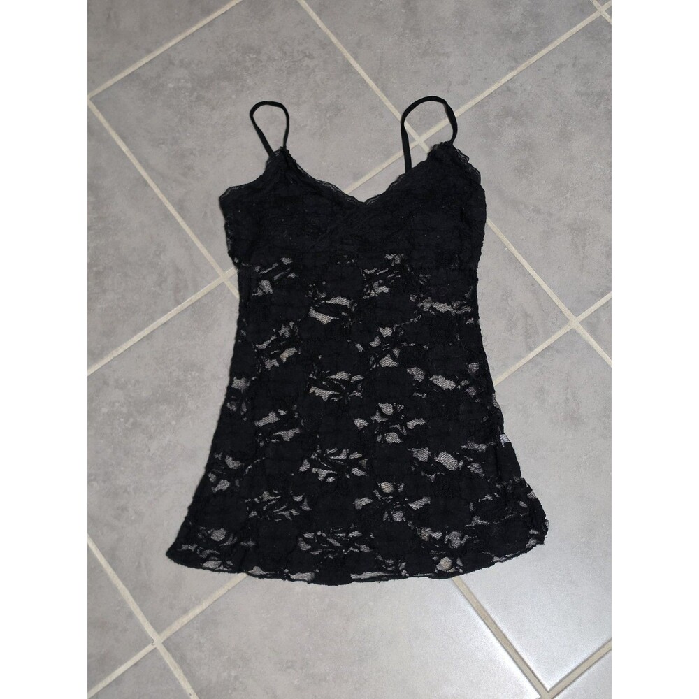 Y2K Black Lace Chemise Nightdress Babydoll Sheer Nightwear Sleepwear Women Slip